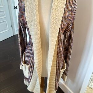 Long SWEATER w/hood - Multi-color Cotton knit - SALE!